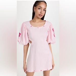 Fanm Mon Light Pink Embroidered Mini Dress